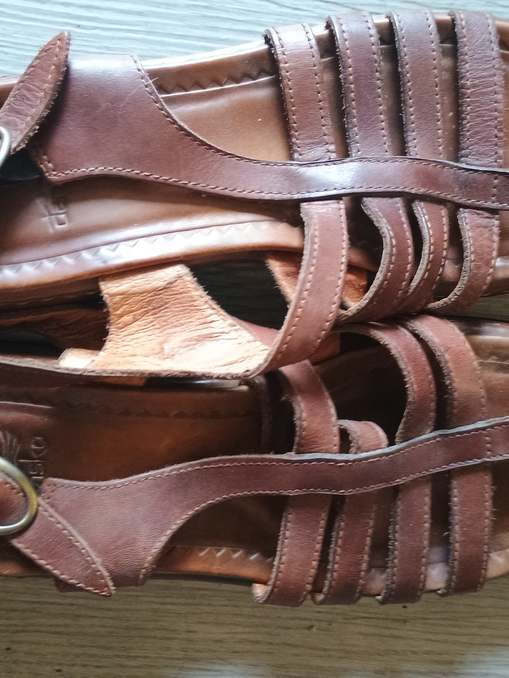 Women's  Brown Leather Strapped Sandals 9.5